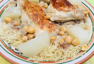 Rechta algéroise traditionnelle à la sauce blanche